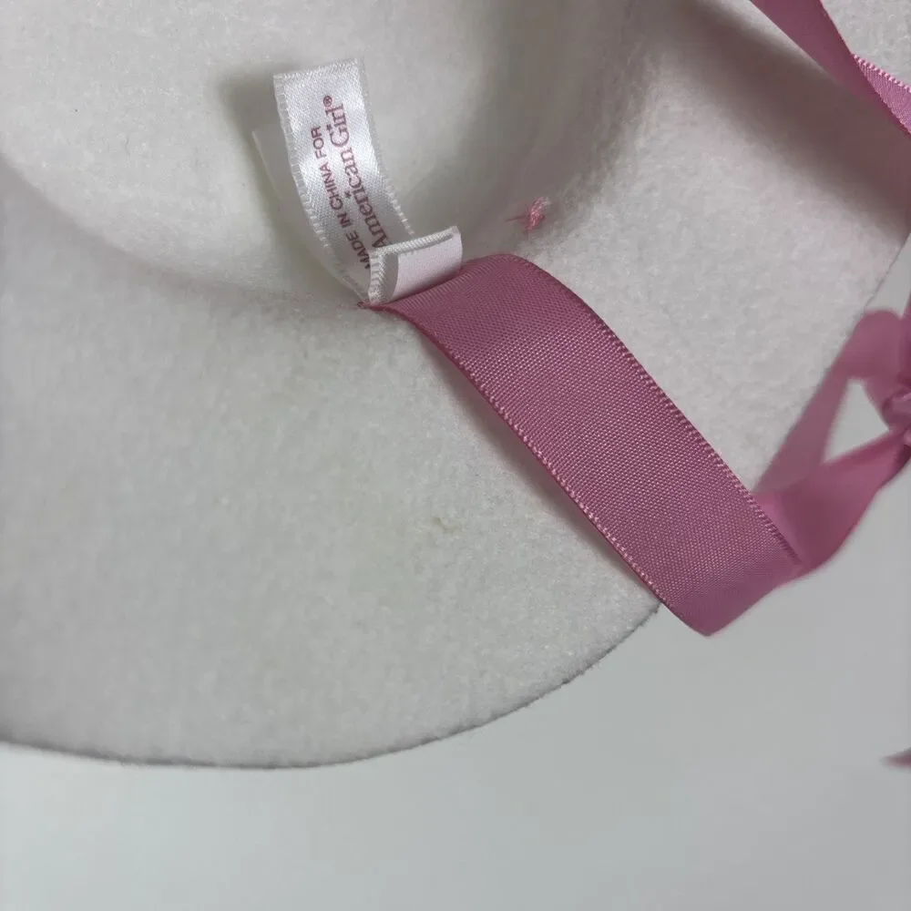 American Girl Doll Marie Grace Summer White Hat Pink Ribbon -  Meet Accessories